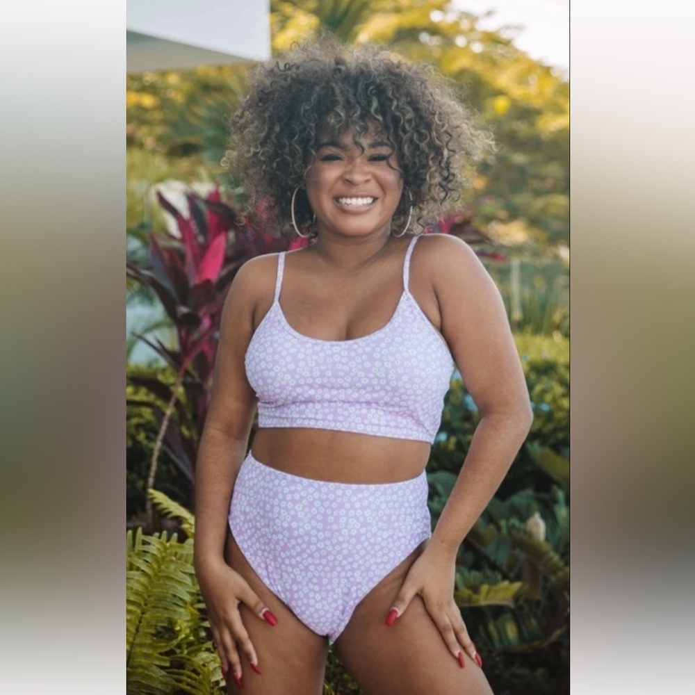 lavender floral bikini set